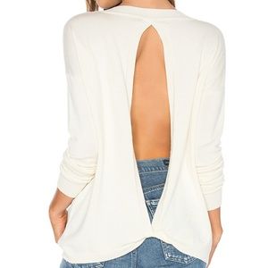 Central Park West Open Back Sweater | Light Pink & White Stripes